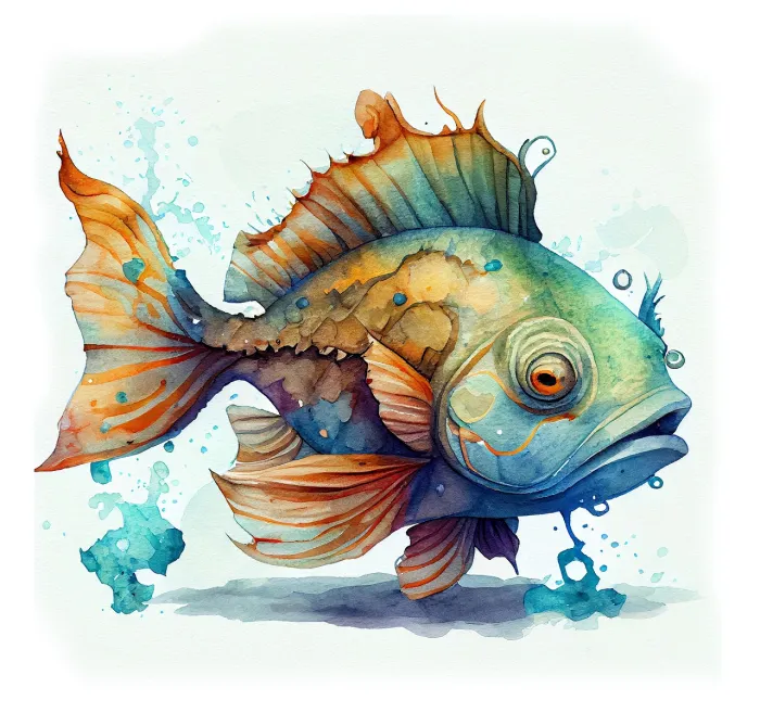 Vibrant Watercolor Fish Illustration Canvas wall art print | PrintPosters.in